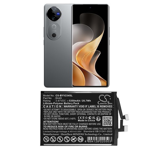 Replacement Battery for VIVO BA49 V2348 V40 5G
