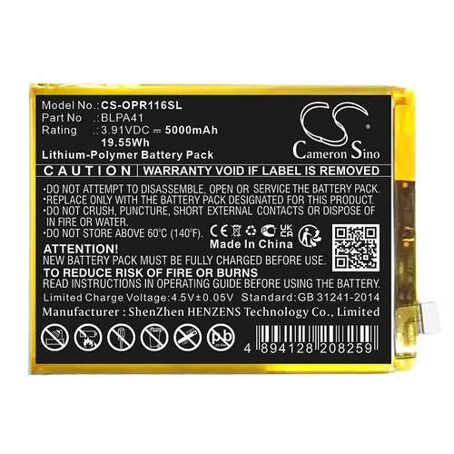 Replacement Battery for OPPO BLPA41 Reno 11F Reno 11F 5G