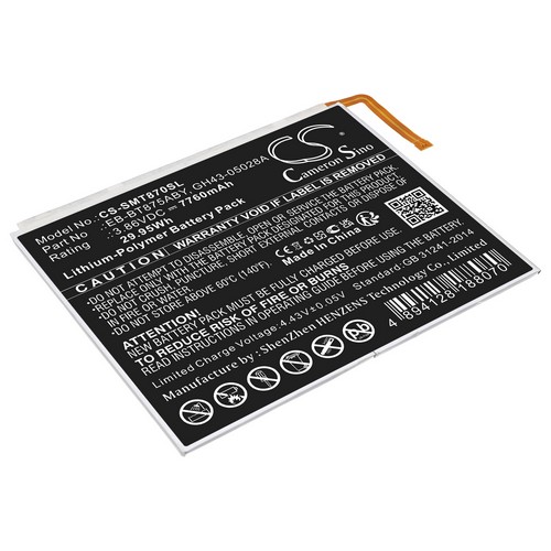 Replacement Battery for Samsung EB-BT875ABY GH43-05028A SM-T870 SM-T875N Galaxy Tab S7 11.0