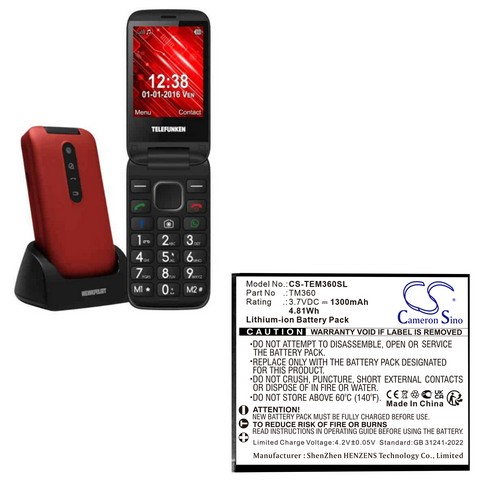Replacement Battery for TELEFUNKEN TM360 V2 TM 360 Cosi TM360