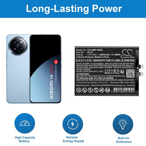 Replacement Battery for Xiaomi BN4F 14 CIVI 24053PY09C 24053PY09I Civi 4 Pro 5G