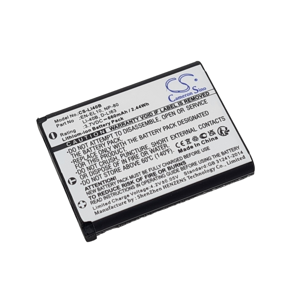 PENTAX D-LI108 D-LI63 Optio L40 LS1100 LS465 Compatible Replacement Battery