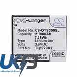 Alcatel TLi020A1 TLp020A2 One Touch POP S3 Star 4G Compatible Replacement Battery