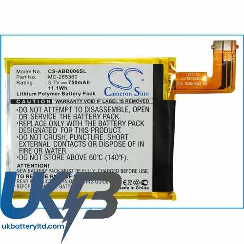 Amazon 515-1058-01 M11090355152 MC-265360 D01100 Kindle 4 4G Compatible Replacement Battery