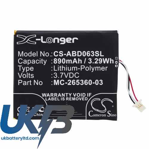 Amazon 58-000083 MC-265360-03 Kindle 7 7th Generation WP63GW Compatible Replacement Battery