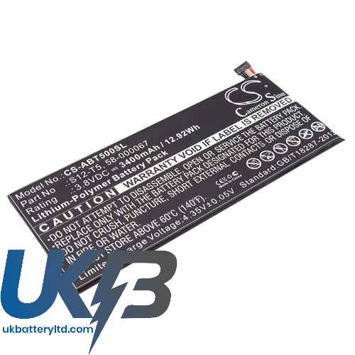 Compatible Replacement Battery Which Fits  58-000067<br> 58-000067(1ICP4/59/139)<br> S12-T5<br> S12-T5-A