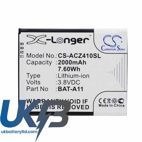 Acer BAT-A11 BAT-A11(1ICP5/51/62) KT.0010K.007 Liquid Z410 Compatible Replacement Battery