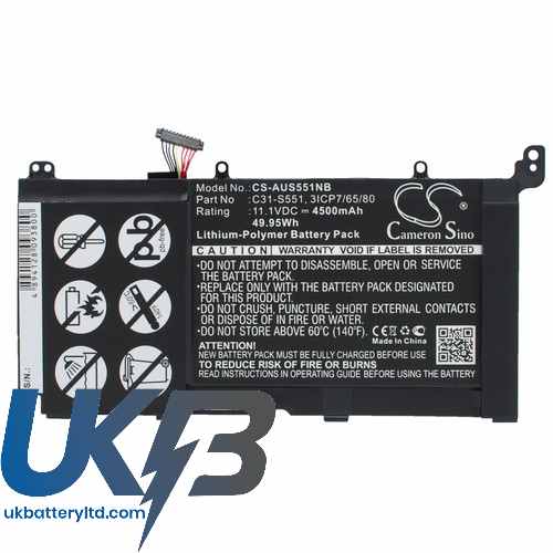 ASUS VivoBook S551L Compatible Replacement Battery