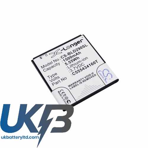 BLU C555434160T AMOUR D290 D290i Compatible Replacement Battery