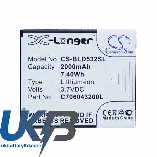 BLU C706043200L C706043200T D532 D532U D534 Compatible Replacement Battery