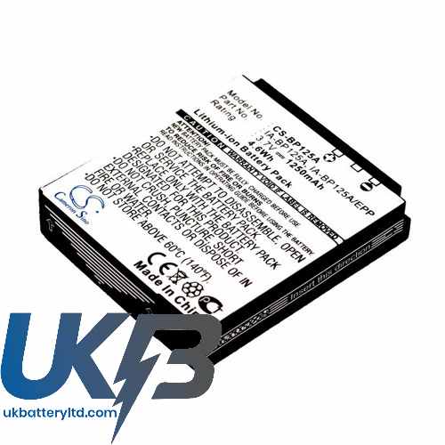 Samsung AD43-00197A BP125A IA-BP125 HMX-M10 HMX-M20 HMX-M20BP Compatible Replacement Battery