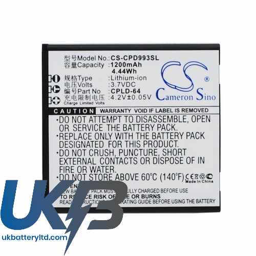 Coolpad CPLD-64 9930 W702 Compatible Replacement Battery