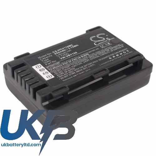 Panasonic VW-VBY100 HC-V110 HC-V110G HC-V110GK Compatible Replacement Battery