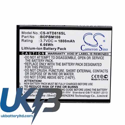 HTC 701701000951 BOPBM100 D616d D616h D616w Compatible Replacement Battery