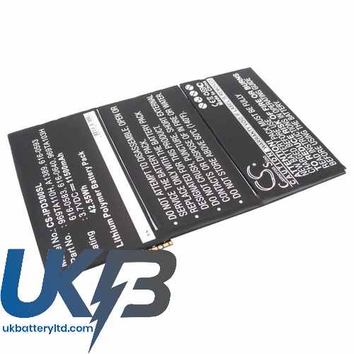 Apple 616-0586 616-0593 616-0604 A1389 iPad 3 16GB Wi-Fi Compatible Replacement Battery
