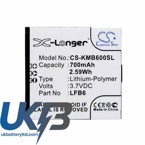 KAZAM LifeB6 Compatible Replacement Battery