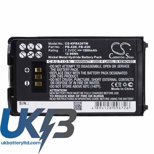 KENWOOD PB-43H PB-43N TH-K2AT TH-K2E TH-K2ET Compatible Replacement Battery
