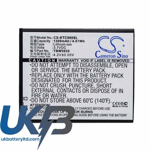 K-Touch TBW5932 C980 C980T C988t Compatible Replacement Battery