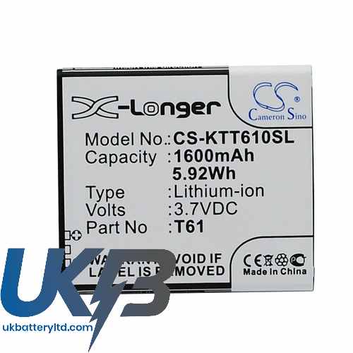 K-Touch T61 Compatible Replacement Battery