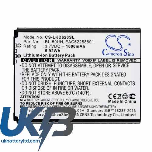 LG D620J Compatible Replacement Battery