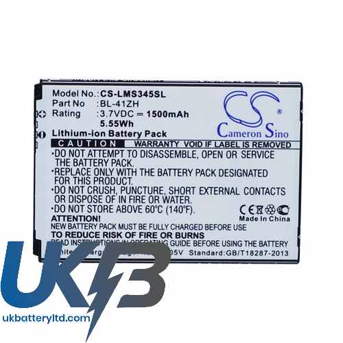 LG BL-41ZH EAC62378407 C40 Power D213 D213N Compatible Replacement Battery