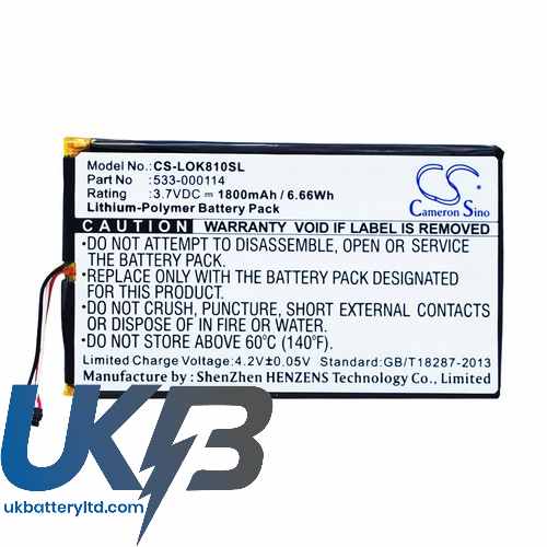 Logitech 533-000114 IIIuminated Keyboard K810 Compatible Replacement Battery