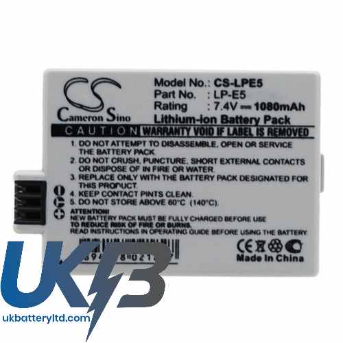 CANON LP E5 Compatible Replacement Battery