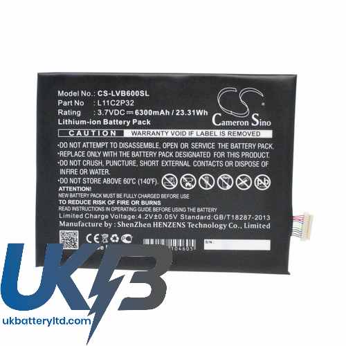 Lenovo L11C2P32 IdeaPad A10-70 A7600-F S6000 Compatible Replacement Battery