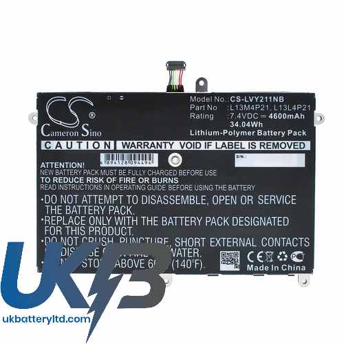 Lenovo 121500224 L13L4P21 L13M4P21 Yoga 2 11 11.6" 11-59417913 Compatible Replacement Battery