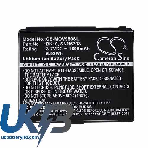 MOTOROLA V950Renegade Compatible Replacement Battery