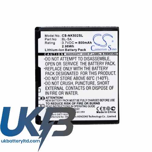 NOKIA BL 5A Compatible Replacement Battery