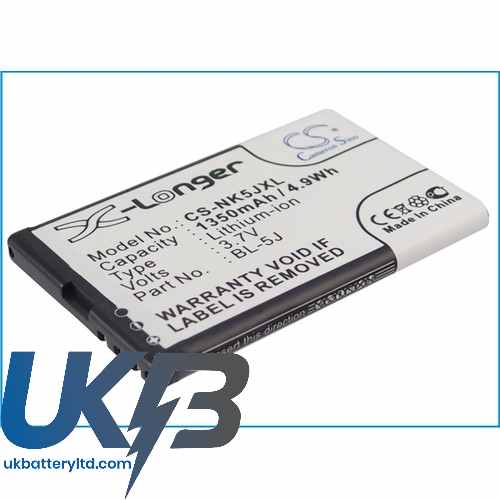 NOKIA BL 5J Compatible Replacement Battery