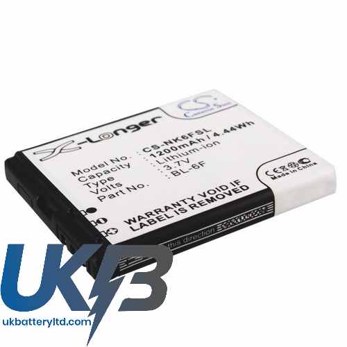 Nokia BL-6F N78 N79 N95 8GB Compatible Replacement Battery