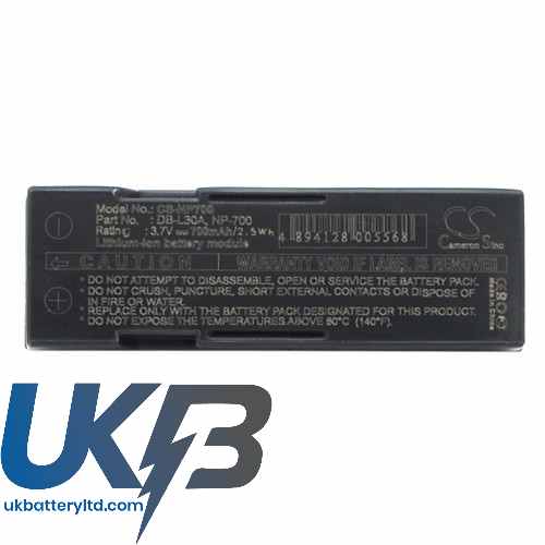 SANYO DB L30A Compatible Replacement Battery