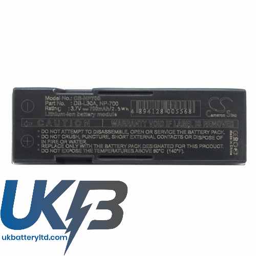 Sanyo DB-L30 DB-L30A Xacti VPC-A5 Compatible Replacement Battery