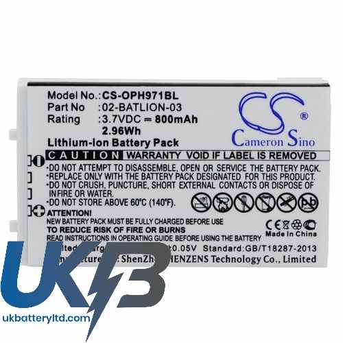 Opticon 02-BATLION-03 11267 ORBLIOP0012 OPL-7724 OPL-7734 OPL-9700 Compatible Replacement Battery