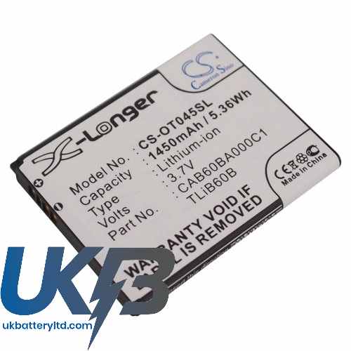 USCellular CAB60BA000C1 TLiB60B ADR3045 One Touch Shockwave Compatible Replacement Battery