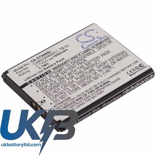 Alcatel BY74 CAB31K0000C1 TB-5J One Touch 906 OT-906 Compatible Replacement Battery