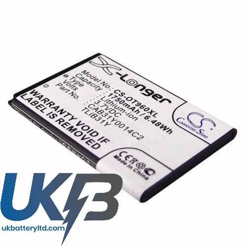 Alcatel CAB31Y0008C2 CAB31Y0014C2 TLiB31Y AUTHORITY One Touch 955 960 Compatible Replacement Battery