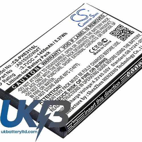 Philips AB1530DWMT Xenium CT311 E311 Compatible Replacement Battery