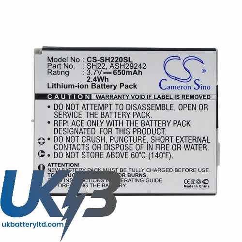 Sharp ASH29242 SH22 SH-06A SH-07A Compatible Replacement Battery