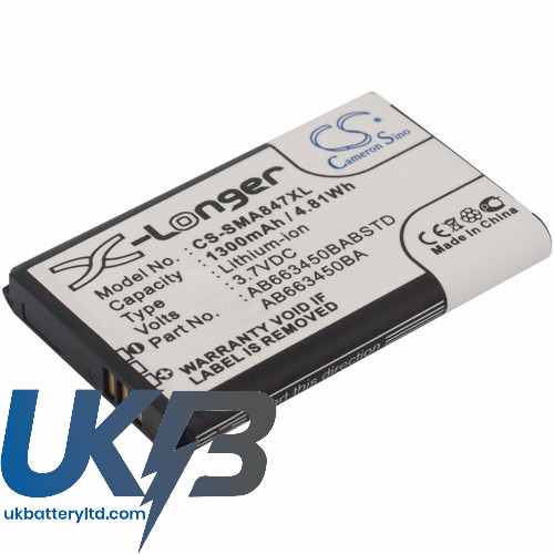 Samsung AB663450BA AB663450BABSTD Rugby II A847 III Compatible Replacement Battery