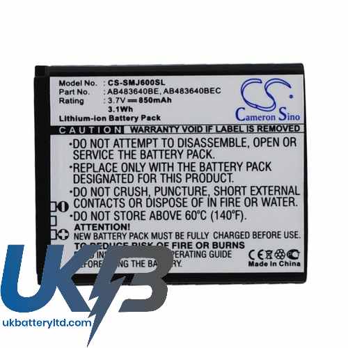 SAMSUNG SGH J750 Compatible Replacement Battery