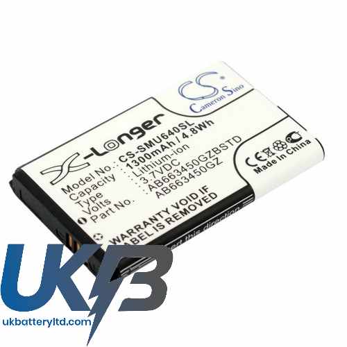 SAMSUNG AB663450BZ Compatible Replacement Battery