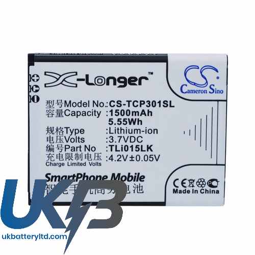 TCL TLi015JA TLi015LK J326T P301M Compatible Replacement Battery