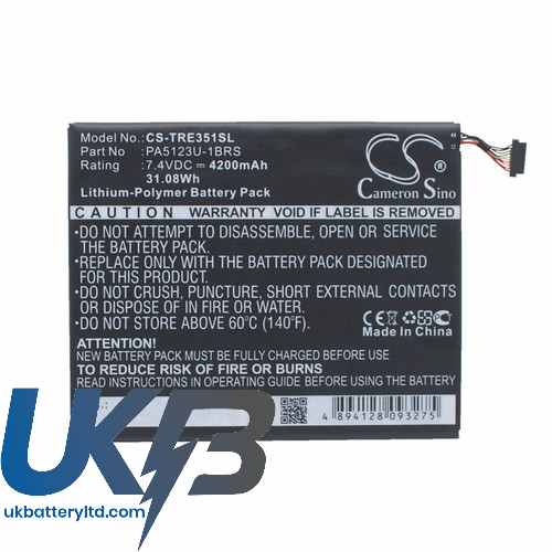 Toshiba PA5123U-1BRS AT10LE-A-108 AT15LE-A32 Excite Pro Compatible Replacement Battery
