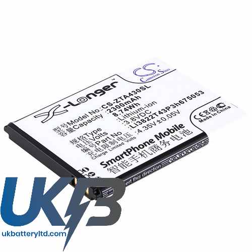 ZTE Li3822T43P3h675053 A430 Blade D Lux LTE Dual SIM Q Compatible Replacement Battery